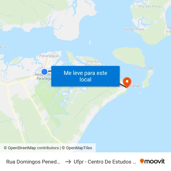 Rua Domingos Peneda, 2138 to Ufpr - Centro De Estudos Do Mar map