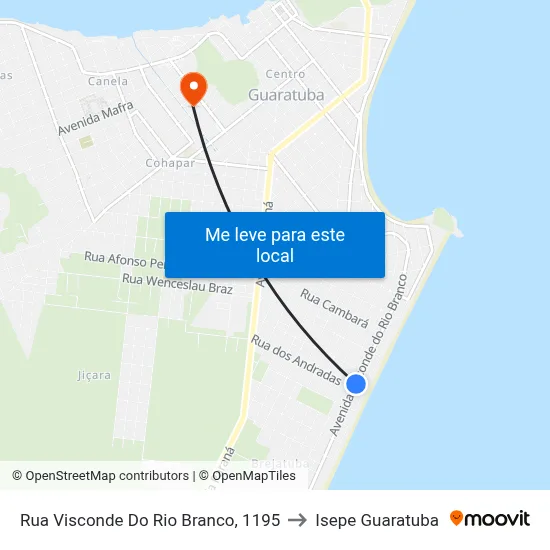 Rua Visconde Do Rio Branco, 1195 to Isepe Guaratuba map