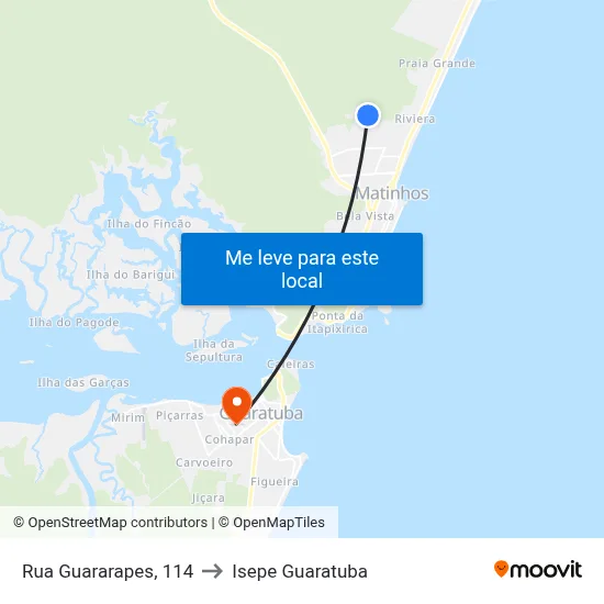 Rua Guararapes, 114 to Isepe Guaratuba map