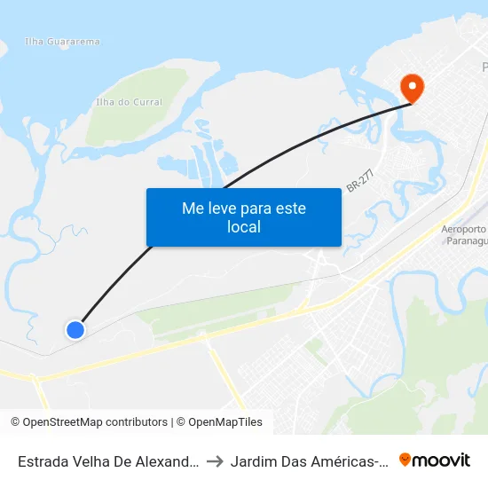 Estrada Velha De Alexandra, 5405 to Jardim Das Américas-Curitiba map