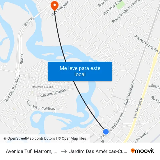 Avenida Tufi Marrom, 1930 to Jardim Das Américas-Curitiba map