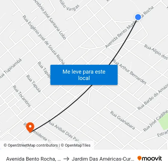Avenida Bento Rocha, 195 to Jardim Das Américas-Curitiba map