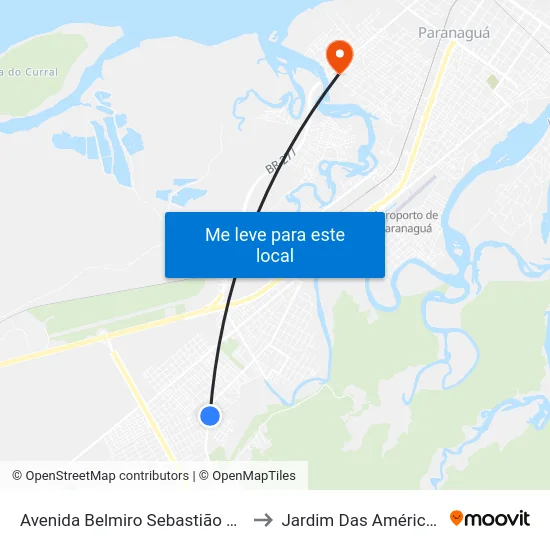 Avenida Belmiro Sebastião Marques, 2786 to Jardim Das Américas-Curitiba map