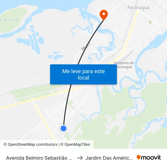 Avenida Belmiro Sebastião Marques, 3125 to Jardim Das Américas-Curitiba map