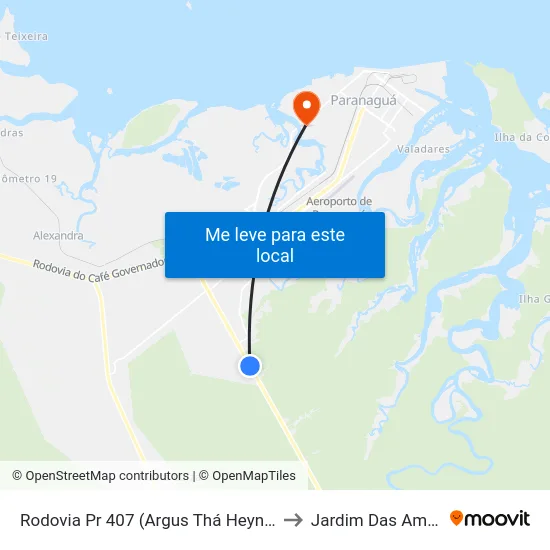 Rodovia Pr 407  (Argus Thá Heyn), 565 - Parque Do Palmito to Jardim Das Américas-Curitiba map