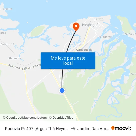 Rodovia Pr 407  (Argus Thá Heyn), 4182 - Parque Do Palmito to Jardim Das Américas-Curitiba map