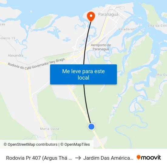 Rodovia Pr 407 (Argus Thá Heyn), 8367 to Jardim Das Américas-Curitiba map