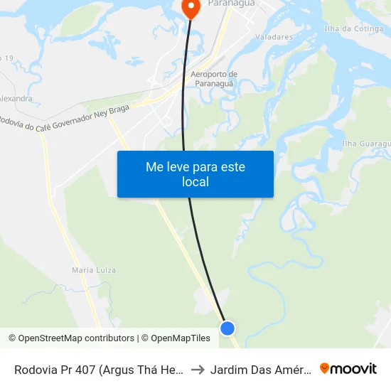 Rodovia Pr 407 (Argus Thá Heyn) - Marcenaria Jp to Jardim Das Américas-Curitiba map