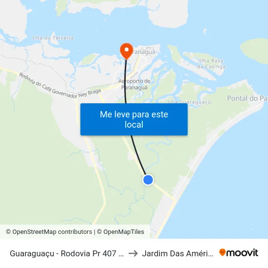 Guaraguaçu - Rodovia Pr 407 (Argus Thá Heyn) to Jardim Das Américas-Curitiba map