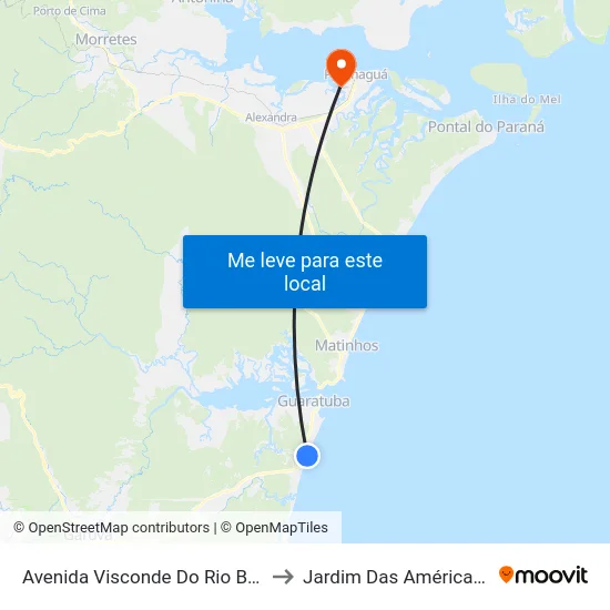 Avenida Visconde Do Rio Branco, 4780 to Jardim Das Américas-Curitiba map