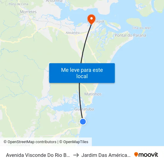 Avenida Visconde Do Rio Branco, 4010 to Jardim Das Américas-Curitiba map