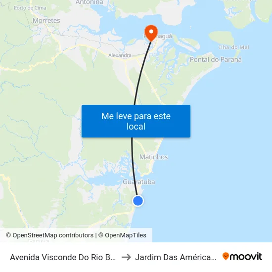 Avenida Visconde Do Rio Branco, 3180 to Jardim Das Américas-Curitiba map