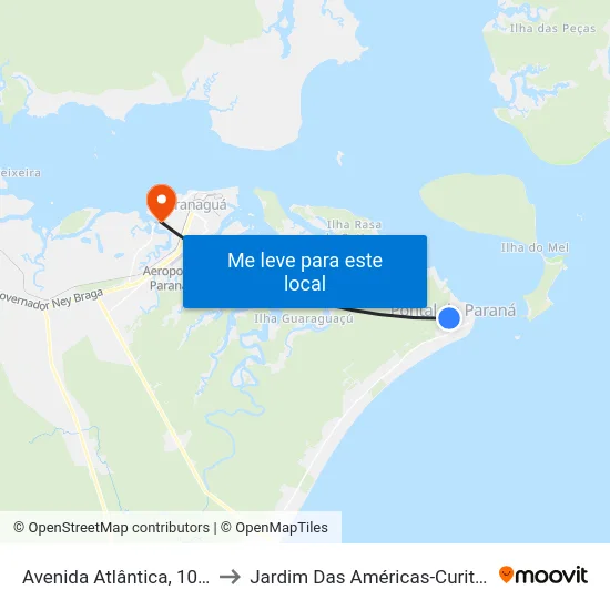 Avenida Atlântica, 1098 to Jardim Das Américas-Curitiba map