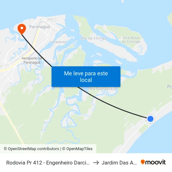 Rodovia Pr 412 - Engenheiro Darci Gomes De Morais (35 - Barrancos) to Jardim Das Américas-Curitiba map
