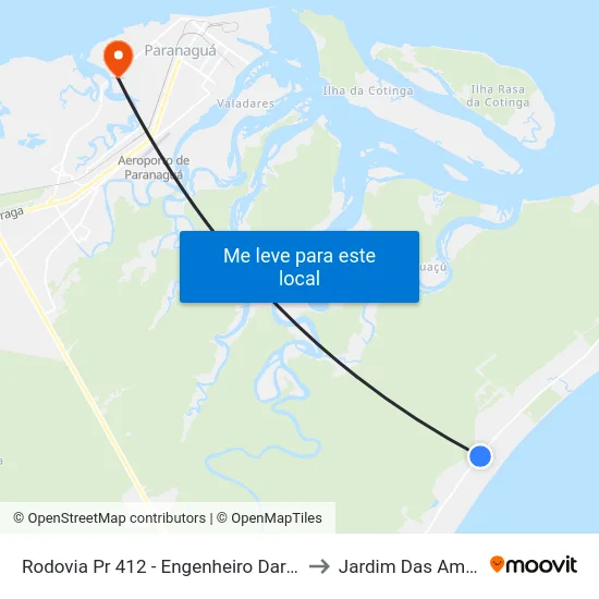 Rodovia Pr 412 - Engenheiro Darci Gomes De Morais, 9041 to Jardim Das Américas-Curitiba map