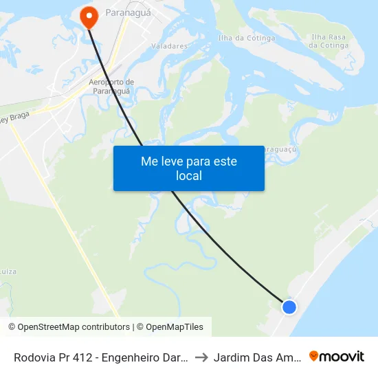 Rodovia Pr 412 - Engenheiro Darci Gomes De Morais, 6652 to Jardim Das Américas-Curitiba map