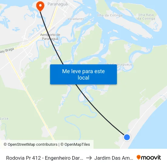 Rodovia Pr 412 - Engenheiro Darci Gomes De Morais, 6281 to Jardim Das Américas-Curitiba map