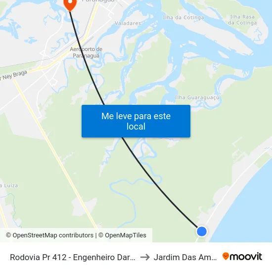 Rodovia Pr 412 - Engenheiro Darci Gomes De Morais, 5022 to Jardim Das Américas-Curitiba map