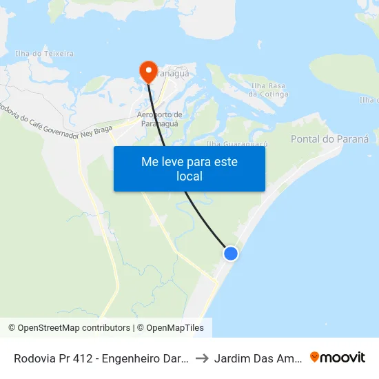 Rodovia Pr 412 - Engenheiro Darci Gomes De Morais, 3227 to Jardim Das Américas-Curitiba map