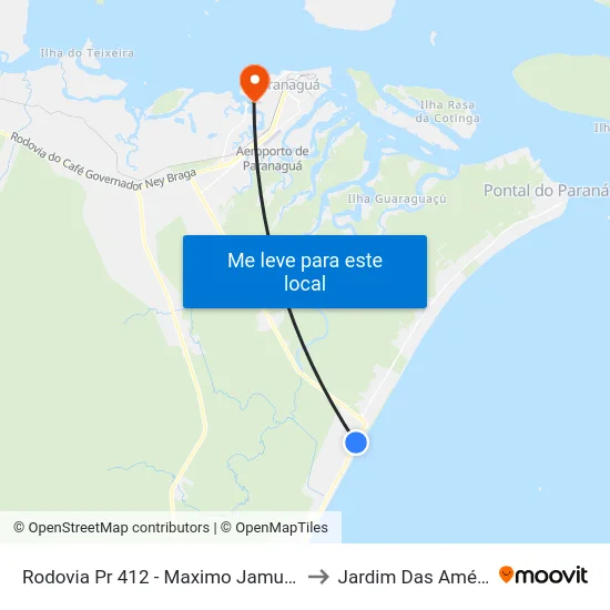 Rodovia Pr 412 - Maximo Jamur - Marco 01 - Monções to Jardim Das Américas-Curitiba map