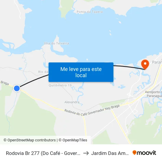 Rodovia Br 277 (Do Café - Governador Ney Braga) - Km 19 to Jardim Das Américas-Curitiba map