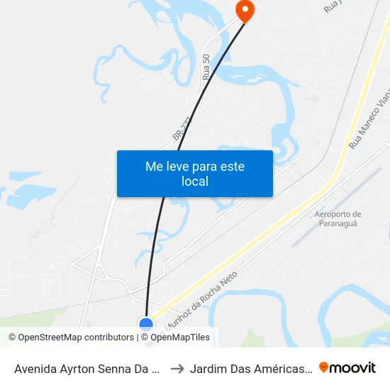 Avenida Ayrton Senna Da Silva, 6940 to Jardim Das Américas-Curitiba map