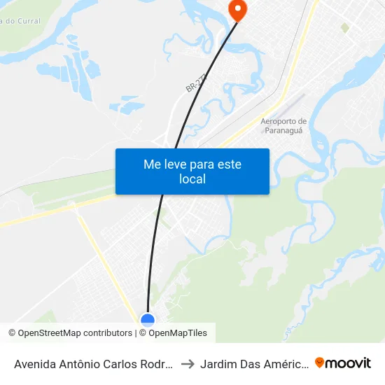 Avenida Antônio Carlos Rodrigues, 184 (Ifpr) to Jardim Das Américas-Curitiba map