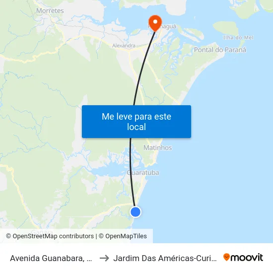 Avenida Guanabara, 420 to Jardim Das Américas-Curitiba map