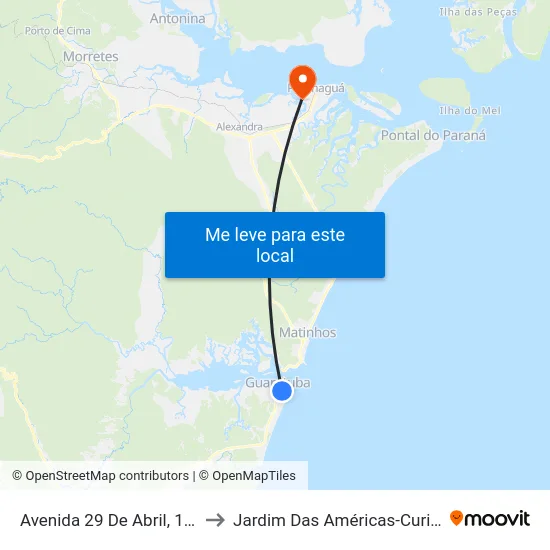Avenida 29 De Abril, 1019 to Jardim Das Américas-Curitiba map