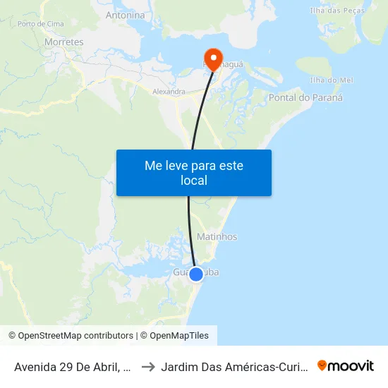 Avenida 29 De Abril, 155 to Jardim Das Américas-Curitiba map