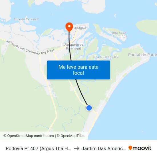 Rodovia Pr 407 (Argus Thá Heyn) - Tabuleiro to Jardim Das Américas-Curitiba map