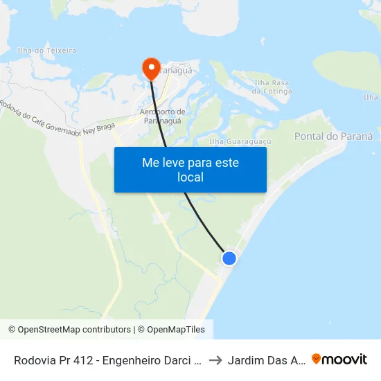 Rodovia Pr 412 - Engenheiro Darci Gomes De Morais, 2267 (20 - Canoas) to Jardim Das Américas-Curitiba map