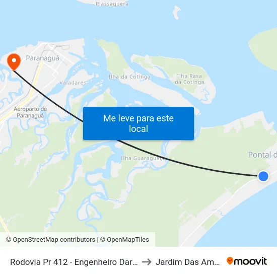 Rodovia Pr 412 - Engenheiro Darci Gomes De Morais, 792 to Jardim Das Américas-Curitiba map