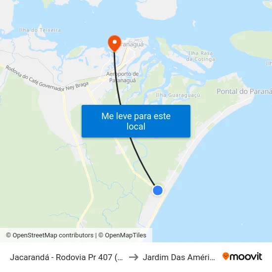 Jacarandá - Rodovia Pr 407 (Argus Thá Heyn) to Jardim Das Américas-Curitiba map