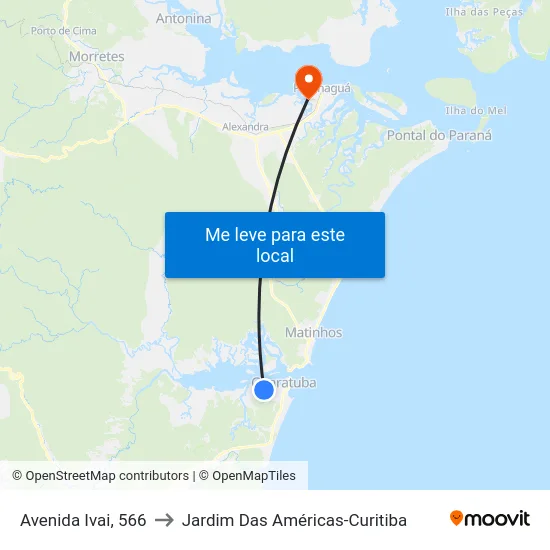 Avenida Ivai, 566 to Jardim Das Américas-Curitiba map