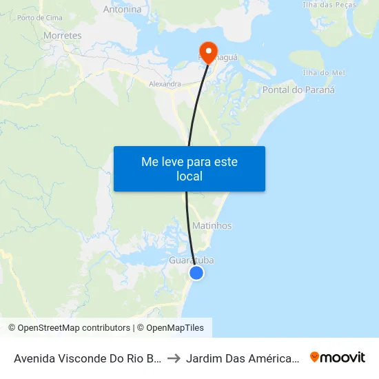 Avenida Visconde Do Rio Branco, 154 to Jardim Das Américas-Curitiba map