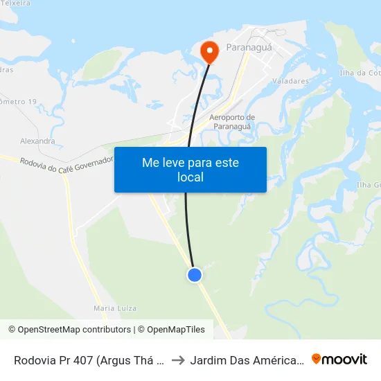 Rodovia Pr 407 (Argus Thá Heyn), 6666 to Jardim Das Américas-Curitiba map