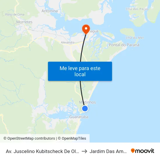 Av. Juscelino Kubitscheck De Oliveira, 1521 - Super Rede to Jardim Das Américas-Curitiba map