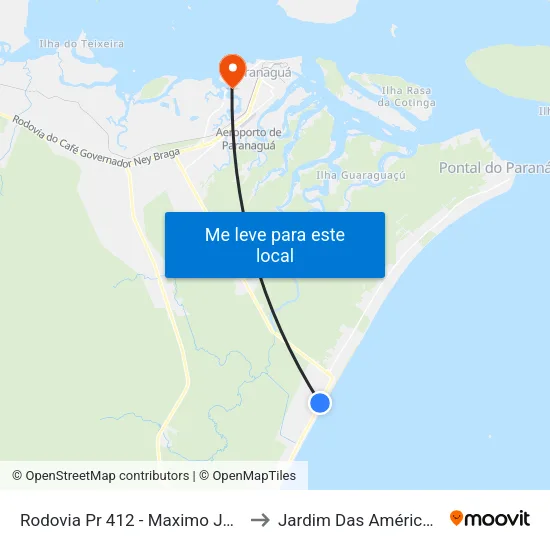 Rodovia Pr 412 - Maximo Jamur - Junara to Jardim Das Américas-Curitiba map