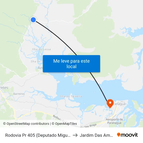 Rodovia Pr 405 (Deputado Miguel Bufara) - Trevo Pr 340 to Jardim Das Américas-Curitiba map