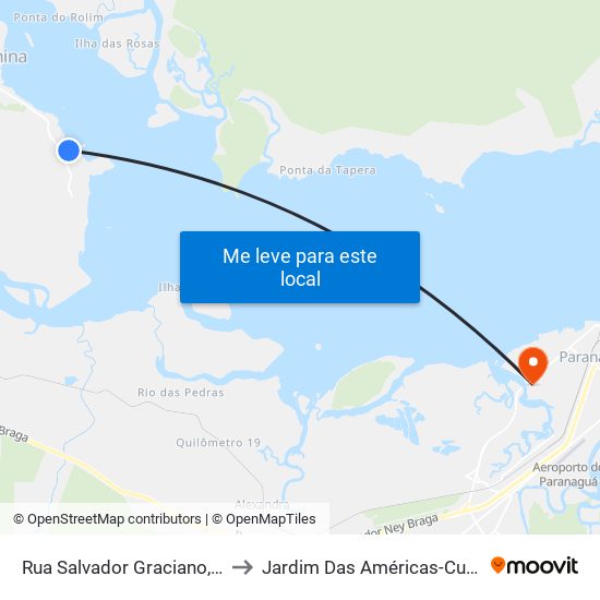 Rua Salvador Graciano, 240 to Jardim Das Américas-Curitiba map