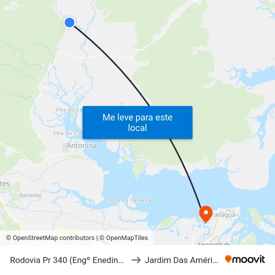 Rodovia Pr 340 (Engº Enedina Alves Marques) to Jardim Das Américas-Curitiba map