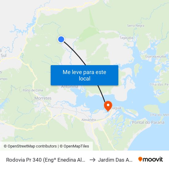 Rodovia Pr 340 (Engº Enedina Alves Marques) - Posto De Saúde to Jardim Das Américas-Curitiba map