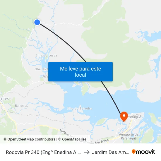 Rodovia Pr 340 (Engº Enedina Alves Marques)  - Trevo Pr 405 to Jardim Das Américas-Curitiba map