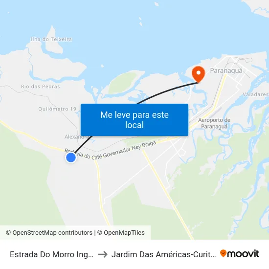 Estrada Do Morro Inglês to Jardim Das Américas-Curitiba map