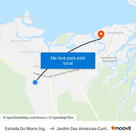Estrada Do Morro Inglês to Jardim Das Américas-Curitiba map
