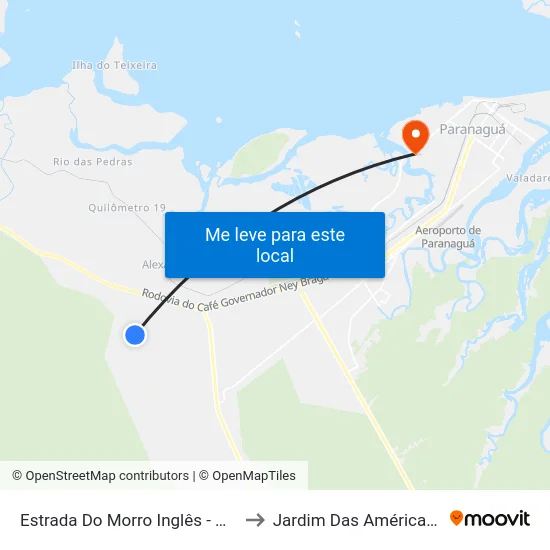 Estrada Do Morro Inglês - Morro Inglês to Jardim Das Américas-Curitiba map