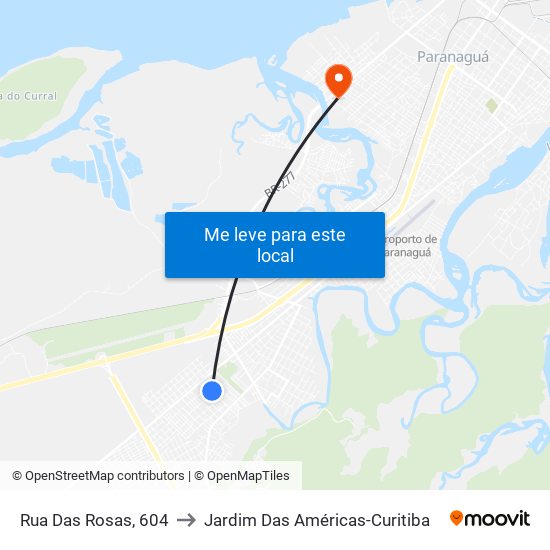 Rua Das Rosas, 604 to Jardim Das Américas-Curitiba map