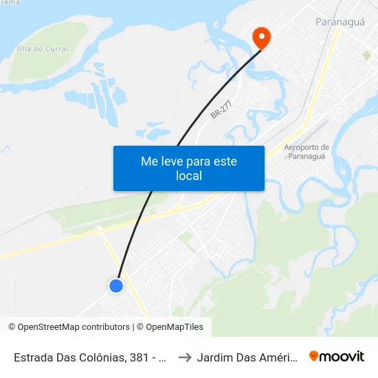 Estrada Das Colônias, 381 - Centro Esportivo to Jardim Das Américas-Curitiba map