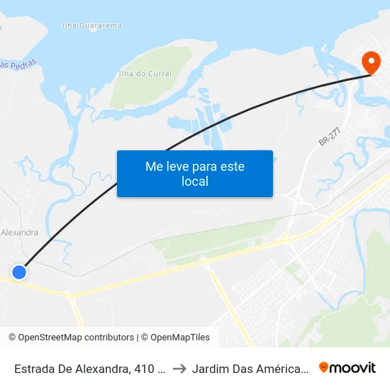 Estrada De Alexandra, 410 - Cemitério to Jardim Das Américas-Curitiba map